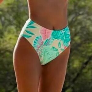 NWT Watercolors by Kenny Flowers The Tortola High Waisted Bikini Bottoms, XS
